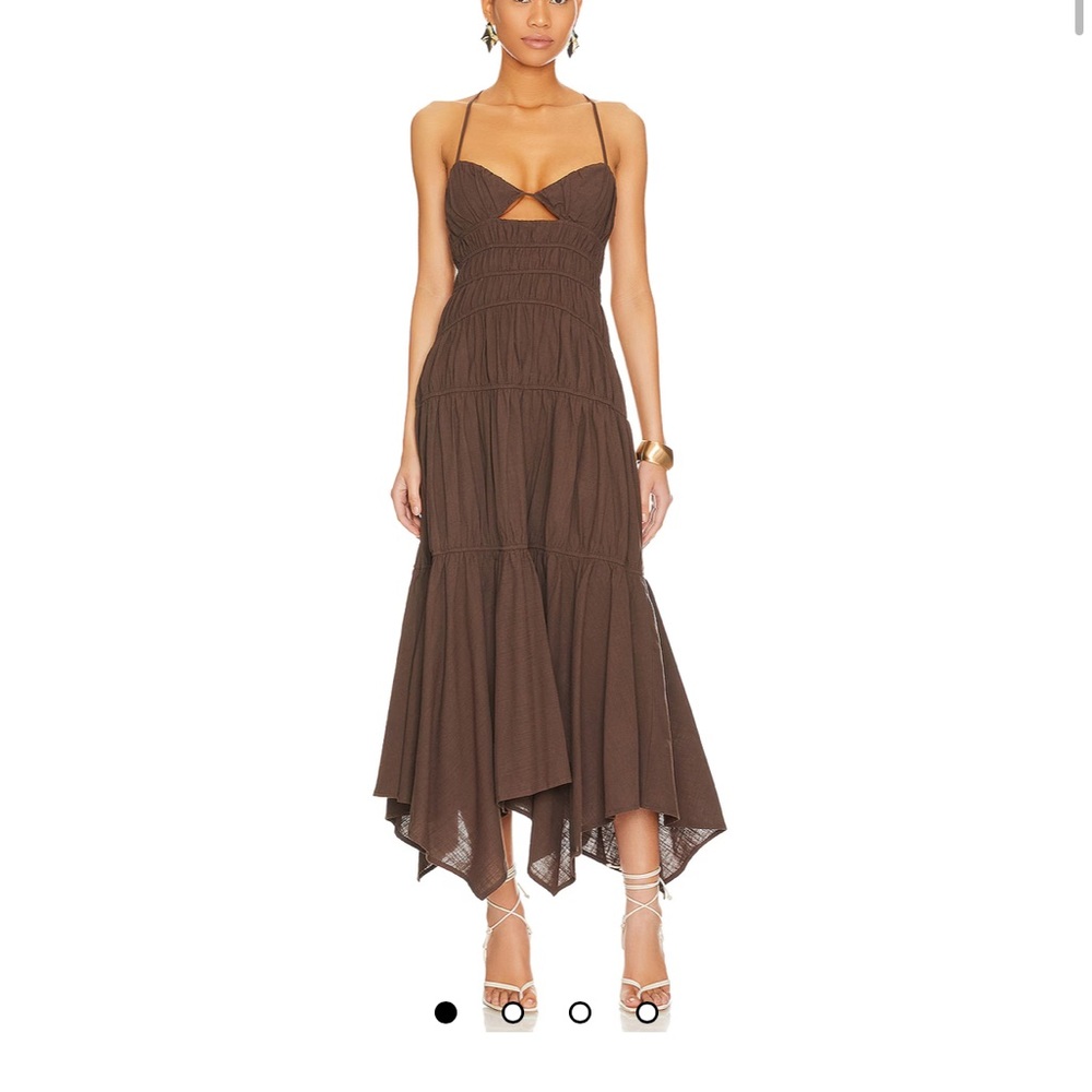 SNDYS (Revolve) Tahlia Dress in Chocolate Brown Sundress for Wedding Guest